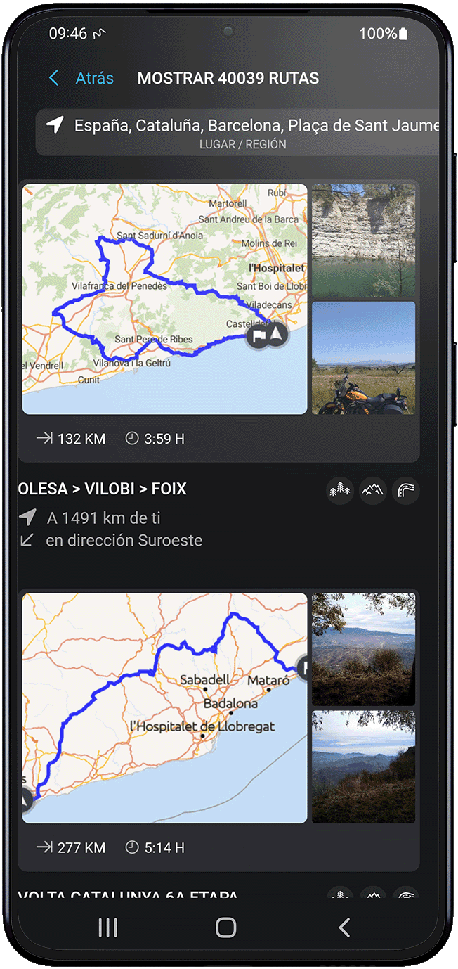 inspire android calimoto tour planning and route creation displayed on Android and iOS devices using mockups