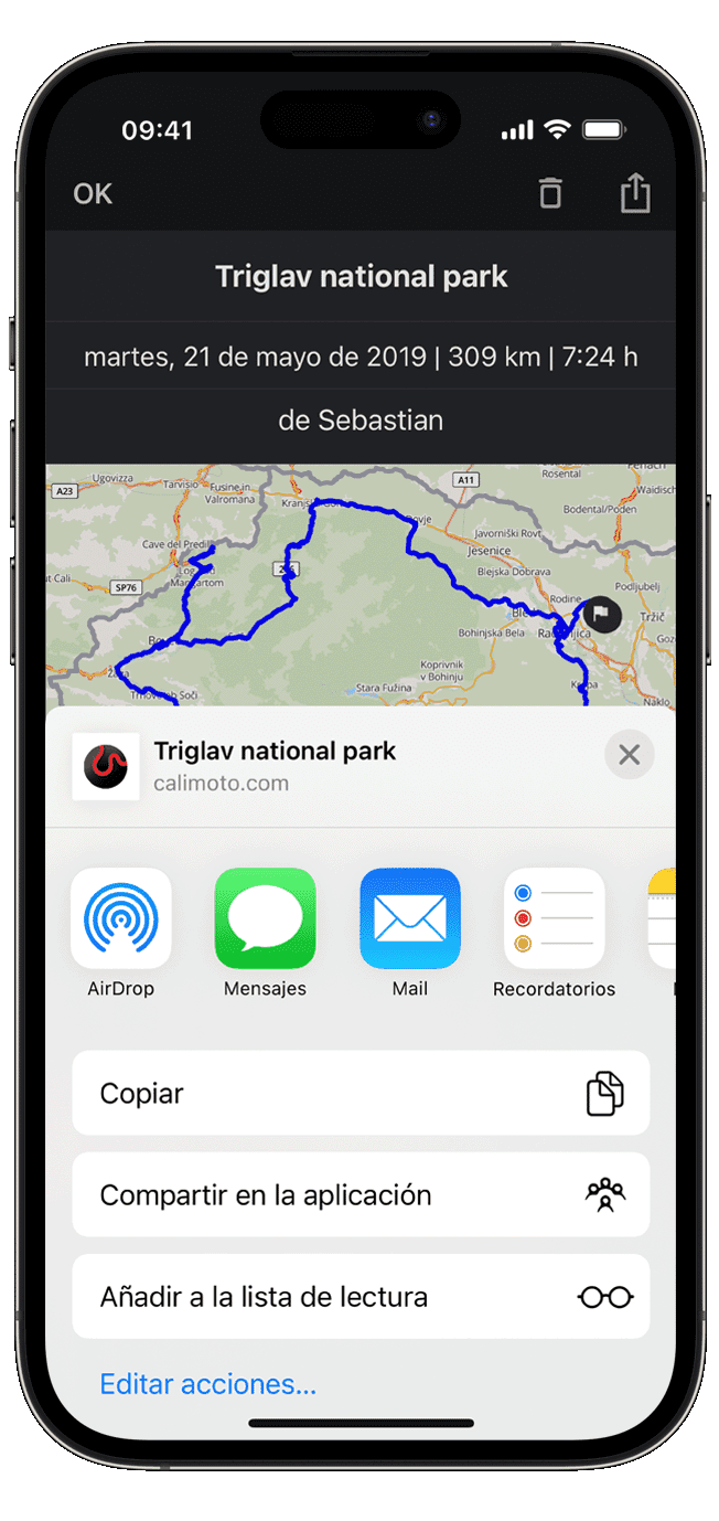 share ios calimoto tour planning and route creation displayed on Android and iOS devices using mockups