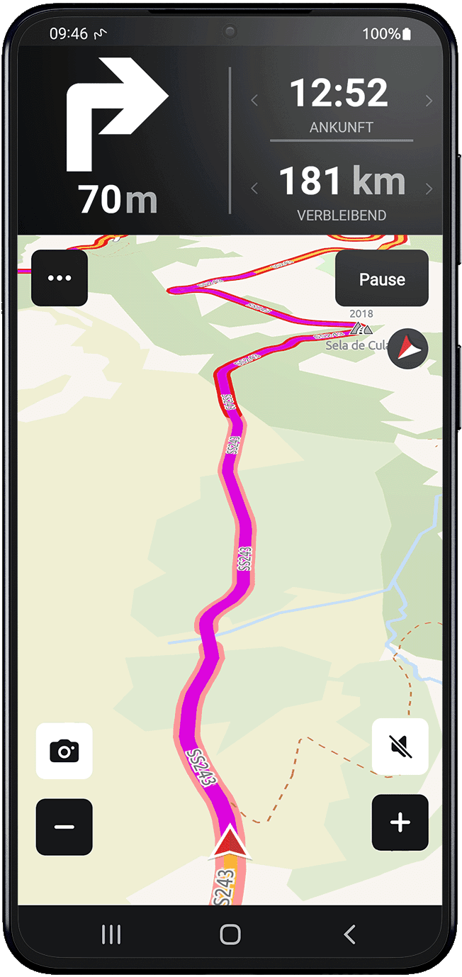 ride android calimoto tour planning and route creation displayed on Android and iOS devices using mockups