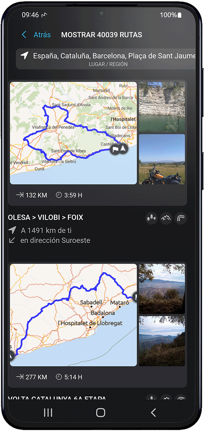 inspire android calimoto tour planning and route creation displayed on Android and iOS devices using mockups