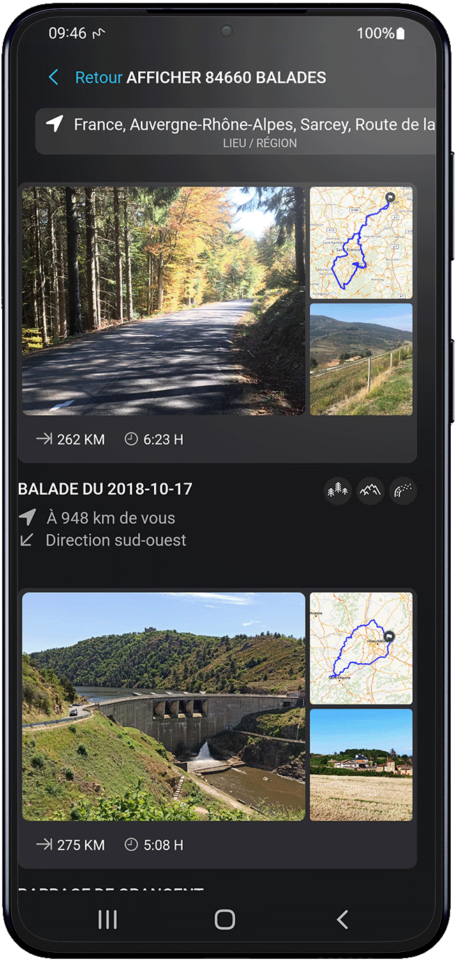 inspire android calimoto tour planning and route creation displayed on Android and iOS devices using mockups
