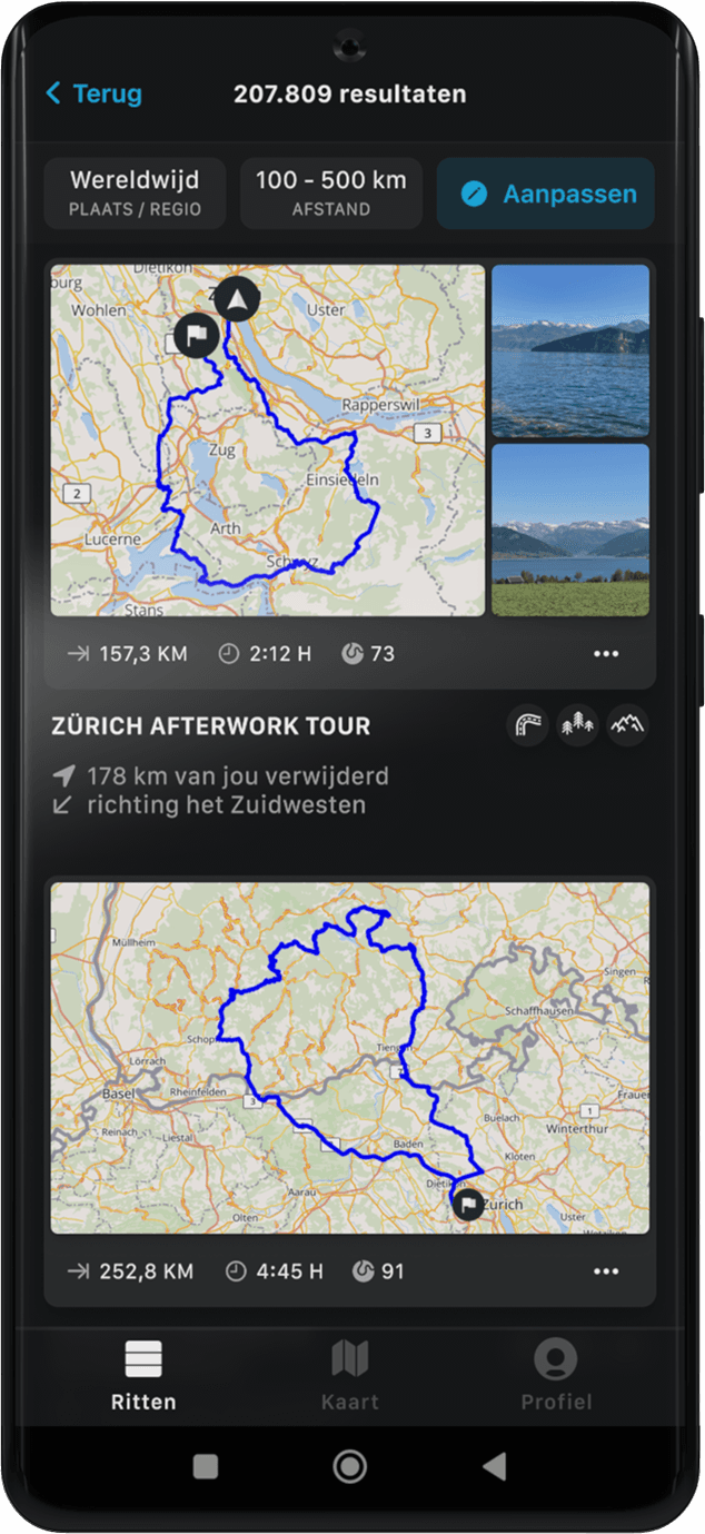 inspire android calimoto tour planning and route creation displayed on Android and iOS devices using mockups