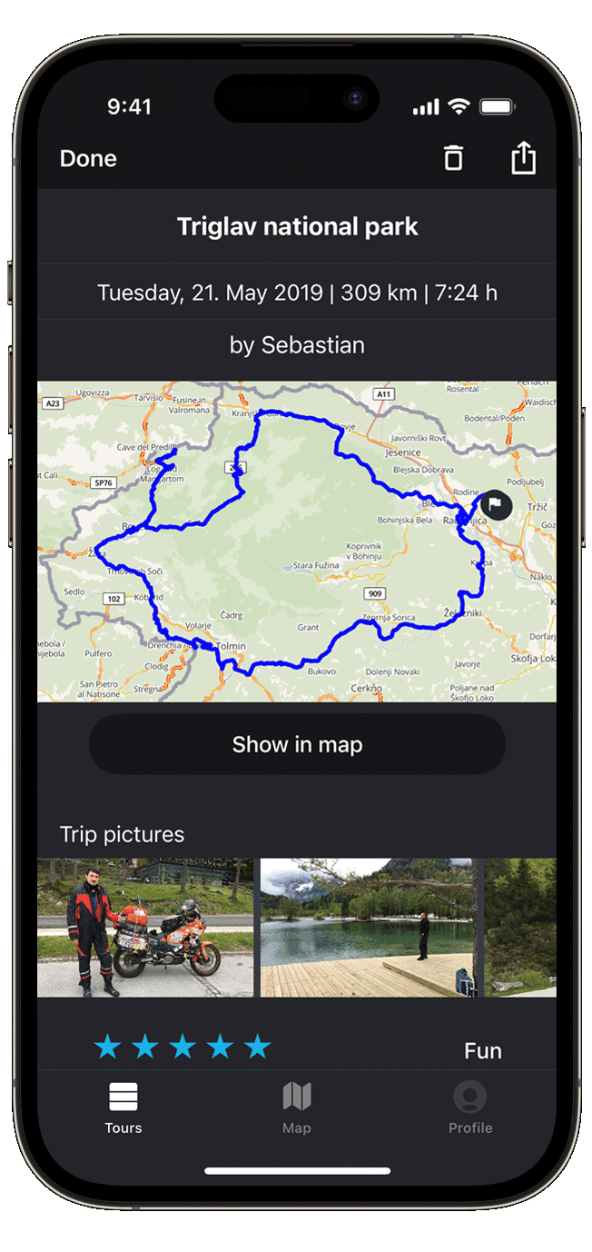 inspire ios calimoto tour planning and route creation displayed on Android and iOS devices using mockups