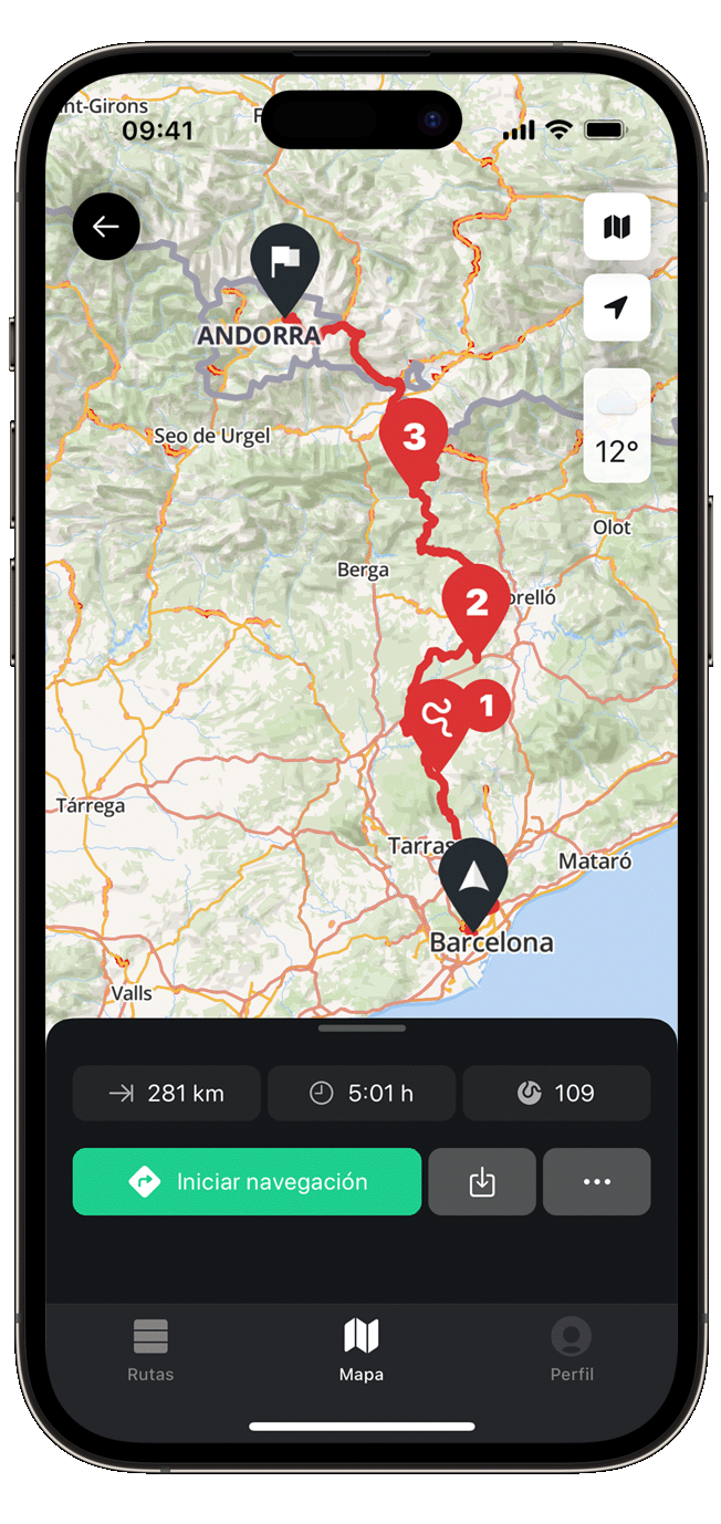plan ios calimoto tour planning and route creation displayed on Android and iOS devices using mockups