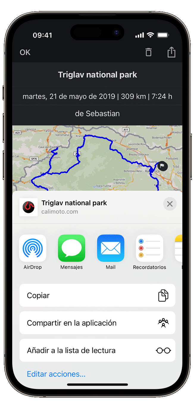 share ios calimoto tour planning and route creation displayed on Android and iOS devices using mockups