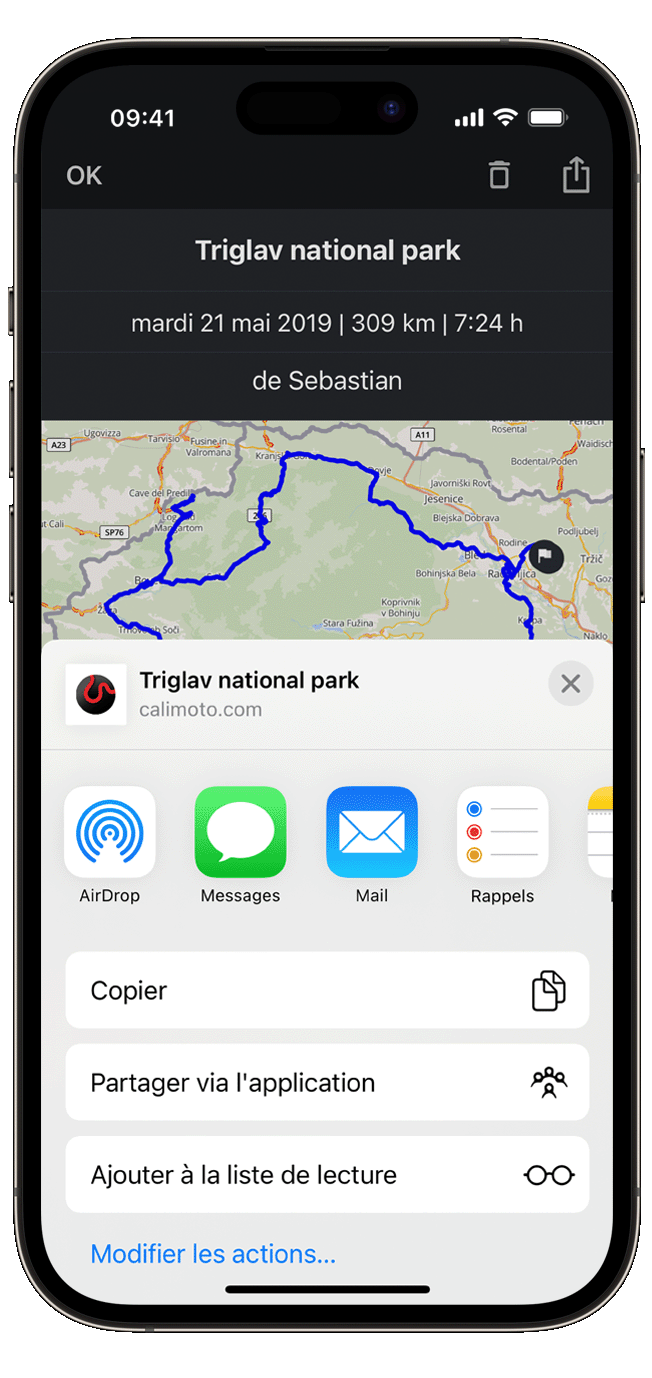 share ios calimoto tour planning and route creation displayed on Android and iOS devices using mockups
