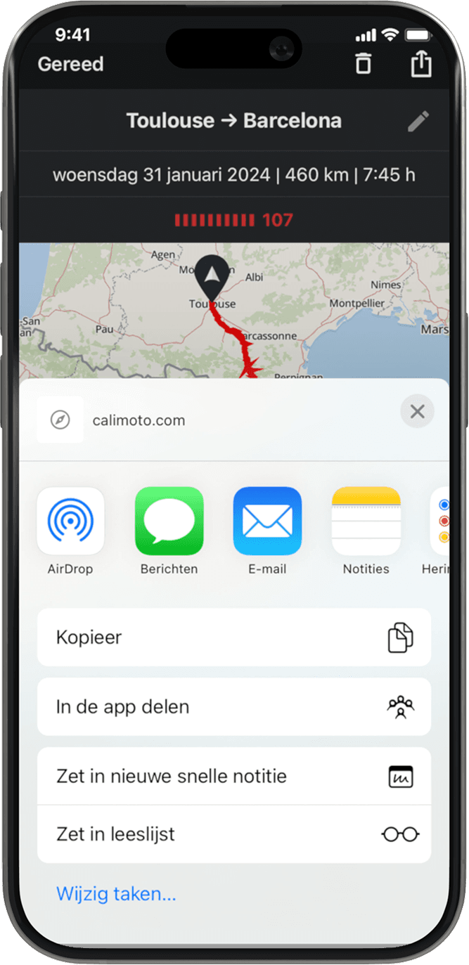 share ios calimoto tour planning and route creation displayed on Android and iOS devices using mockups
