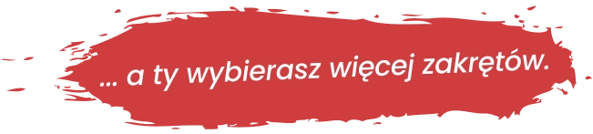 Banner mit rotem Pinselstrich und dem Slogan "... und du fährst kurvenreicher." – hol dir den maximalen Fahrspaß auf kurvigen Straßen mit unserer Motorradnavigation.