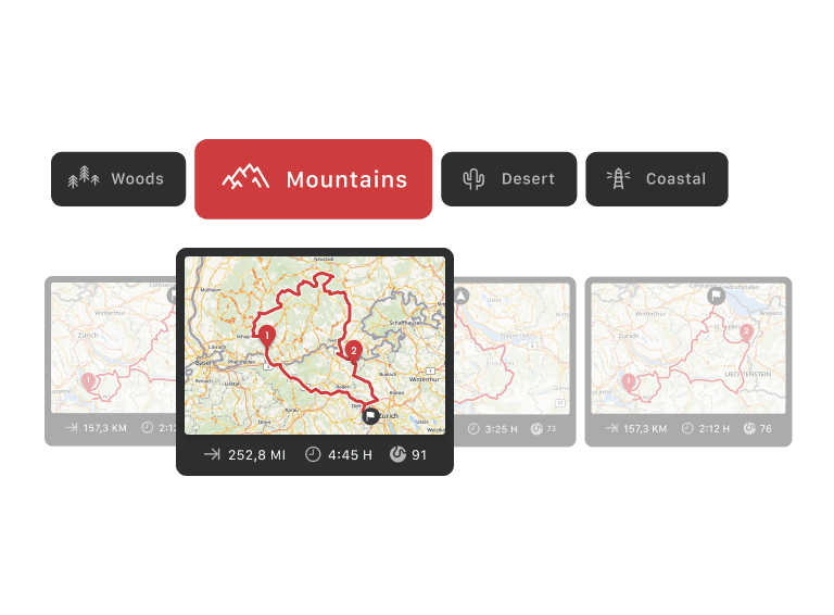 Forest, mountains, desert, coast: Choose your preferred motorcycle riding environment.