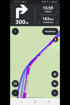 Einbinden einer Tankstelle während einer Tour bei Android-Geräten